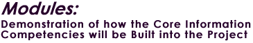Modules: Demonstration of the how the core information competencies will be built into the project